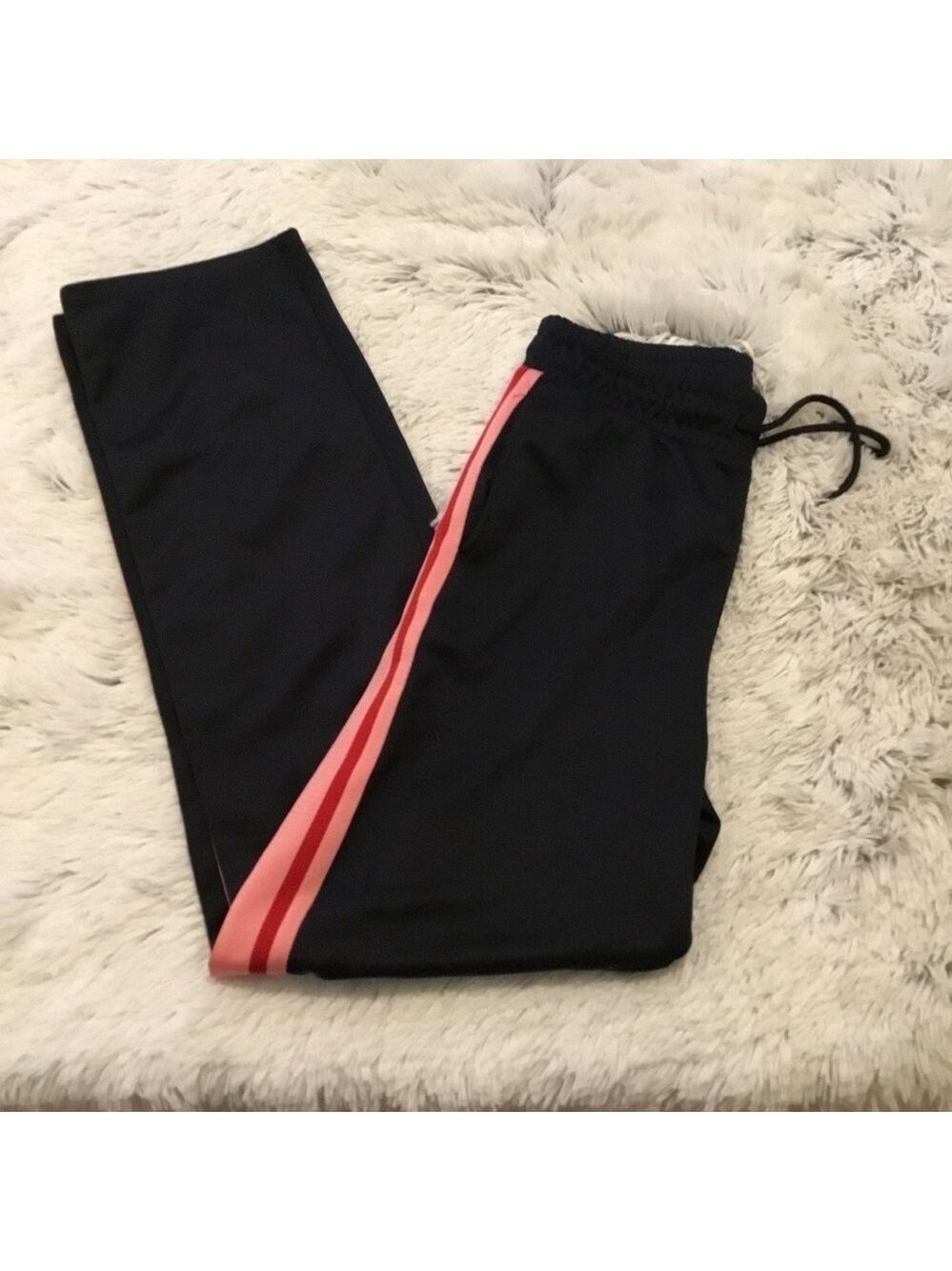 Topshop Woman’s size 2 jogger track pant black with coral pink stripes